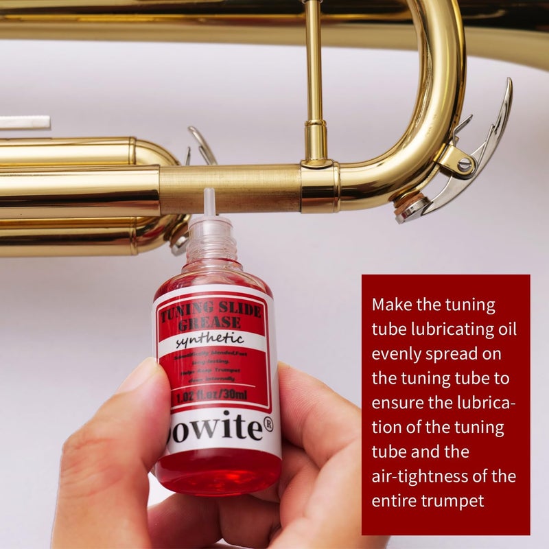 Dowite 30ml Red Tuning Slide Grease for Trumpet Trombone French Horn Tuba, High Viscosity Synthetic Lubricant for Brass Maintenance, Thick Liquid Formula for Smooth Slide Action and Airtight Seal - Image 3